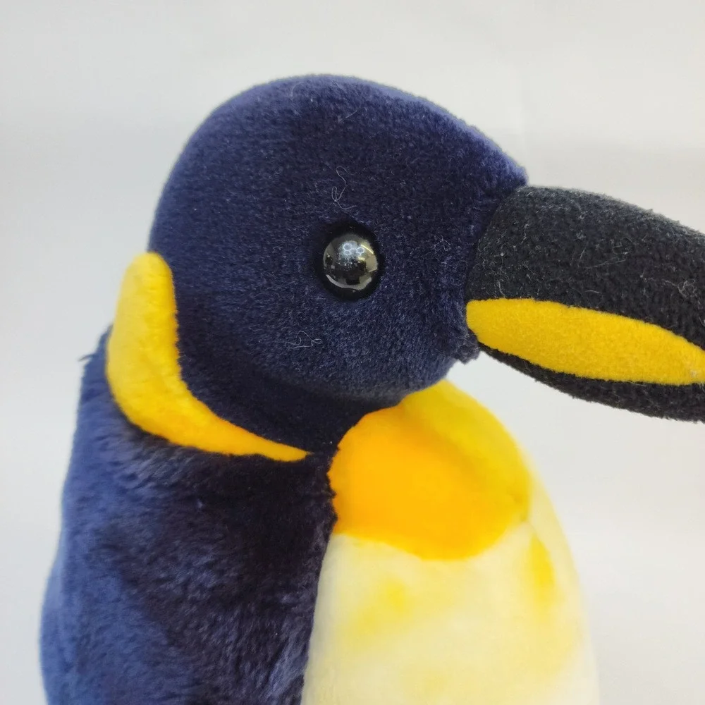 King Penguin Plush Stuffed Animal Navy Blue Yellow White 14 Inch Aquatic Toy